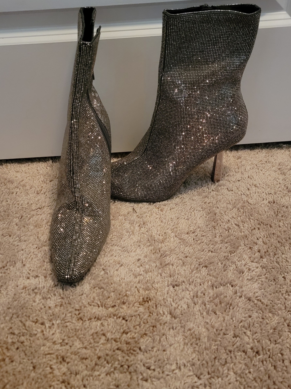 Rhinestone Bling Ankle Booties | Size 11 | 2 Inch Heel | Statement Glam